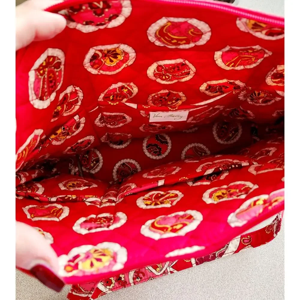 Vera Bradley Red Pink White Floral Print Double Strap Shoulder Bag Lightweight - Picture 4 of 6